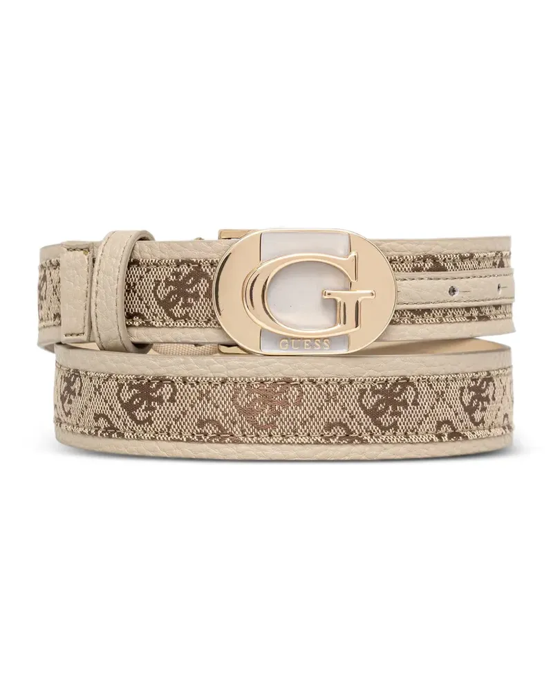 Guess Jessa monogram-print logo-plaque belt - Nude Nude