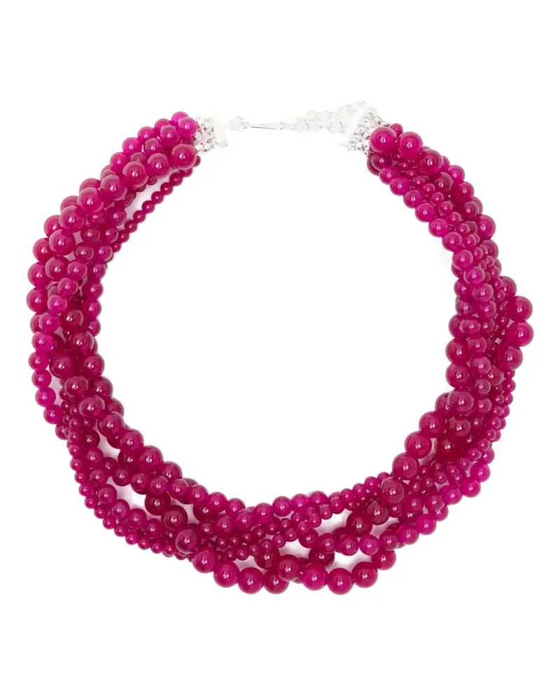 Completedworks fuchsia chalcedony beaded necklace - Silber Silber