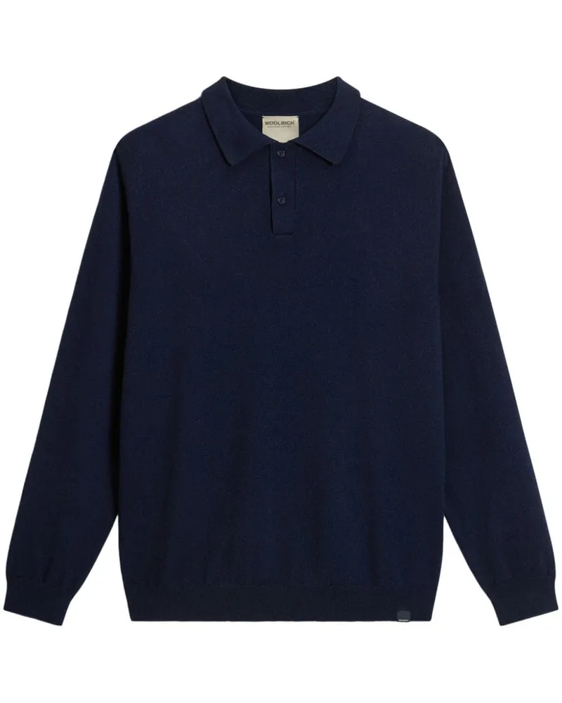 Woolrich Kaschmirpullover mit Poloshirtkragen - Blau Blau