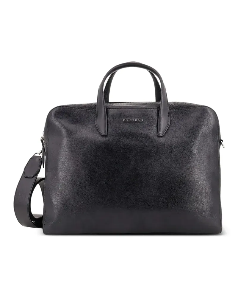 Orciani pebbled-leather laptop bag - Schwarz Schwarz