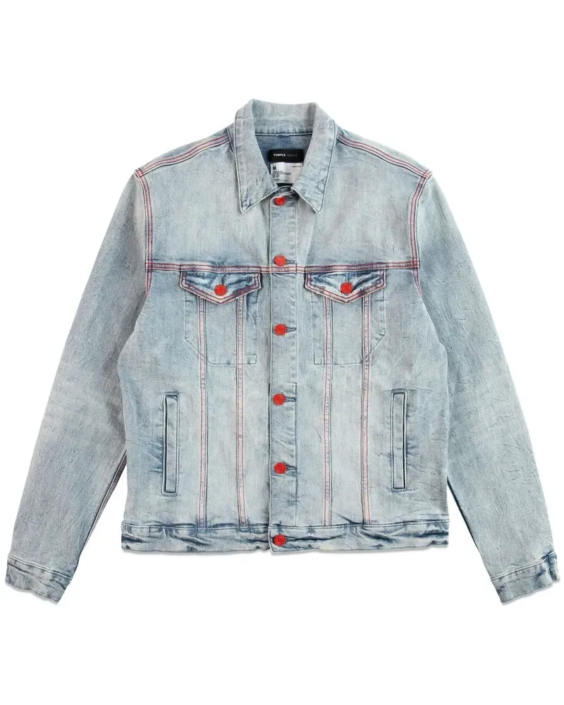 PURPLE BRAND Jeansjacke mit Kontrastnähten - Blau Blau