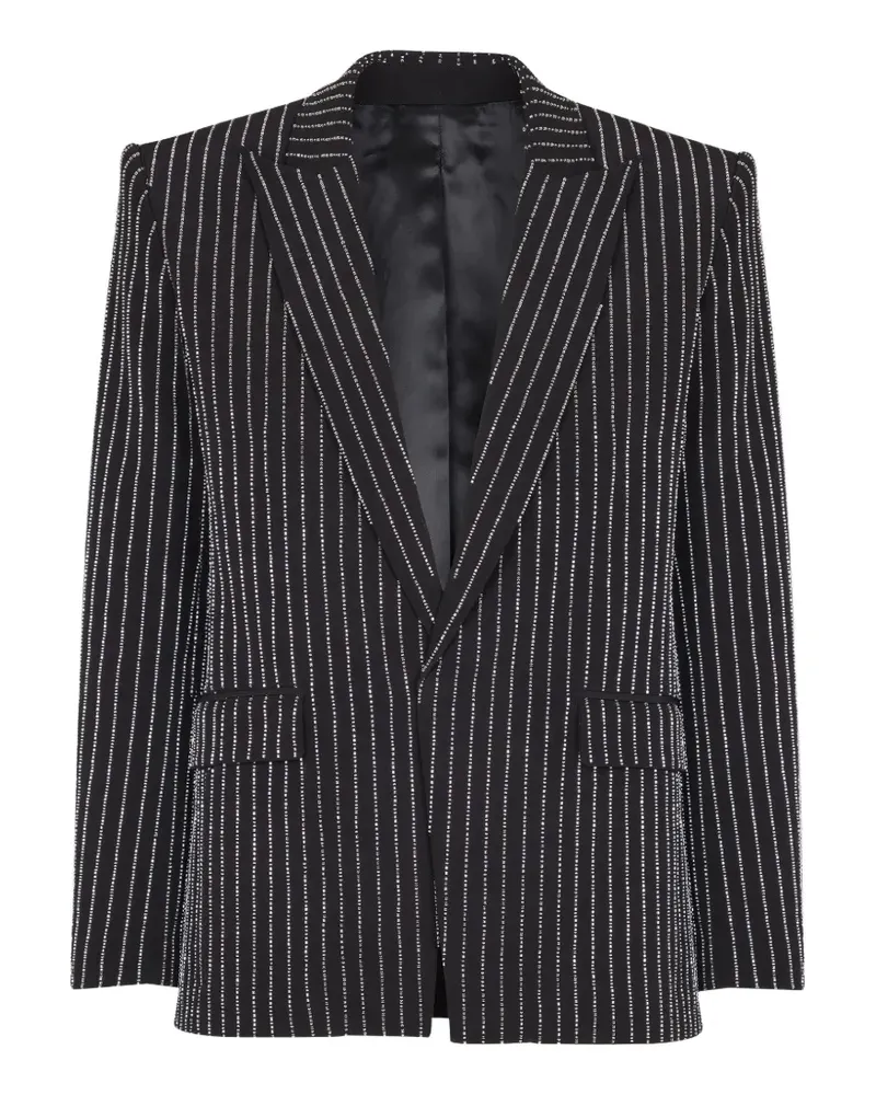 Balmain Gestreifte Jacke mit einem Knopf - Schwarz Schwarz