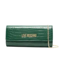 Moschino crocodile-embossed logo clutch bag Grün