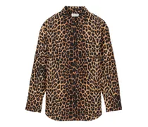 Hemd aus Seidentaft mit Leoparden-Print