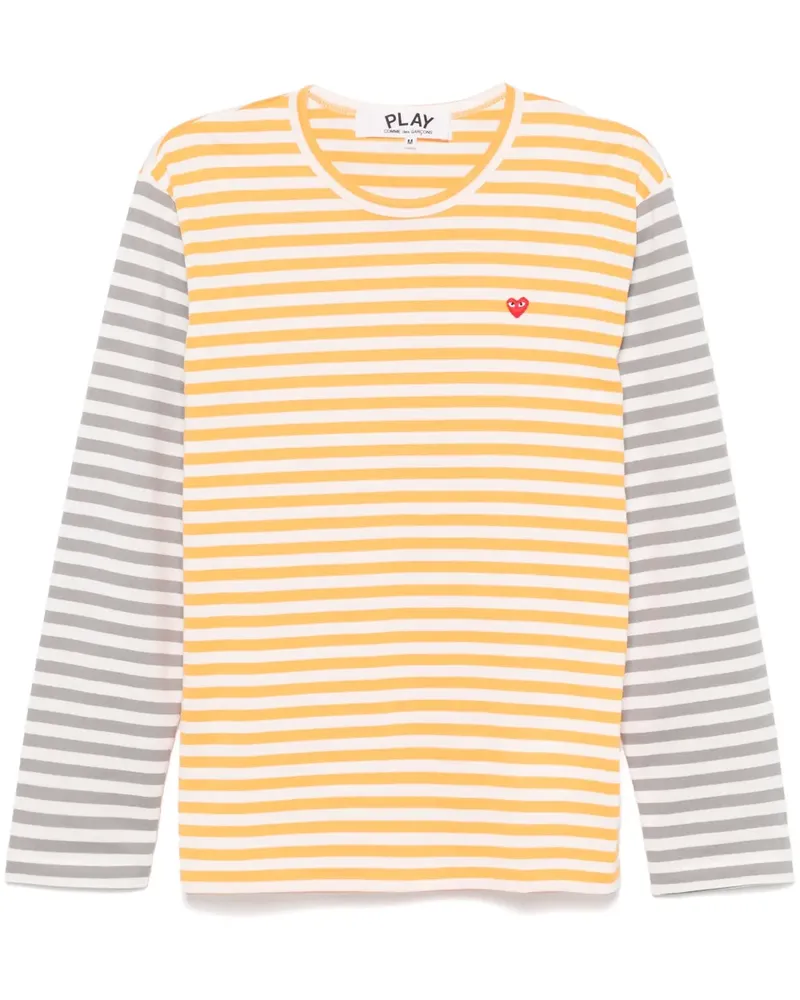 Comme des Garçons Gestreiftes T-Shirt mit Logo-Applikation - Orange Orange