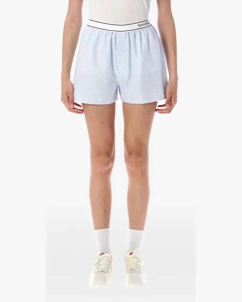 SPORTY & RICH Gestreifte Serif Logo Boxers Shorts - Blau Blau