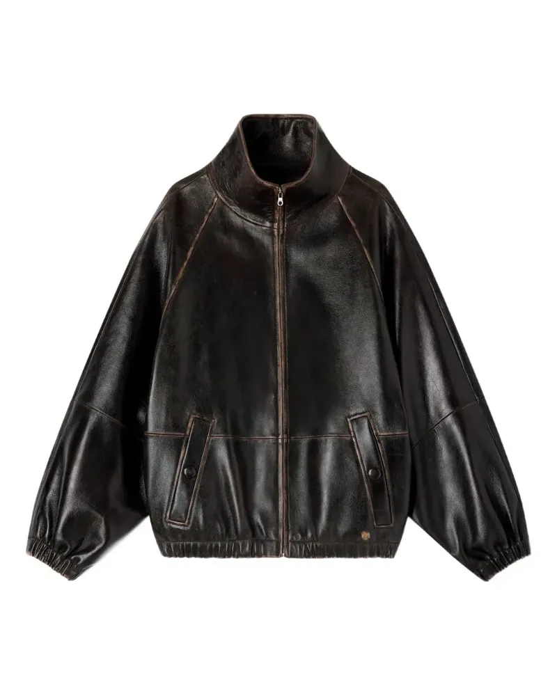 Sandro Bomberjacke aus Leder - Braun Braun