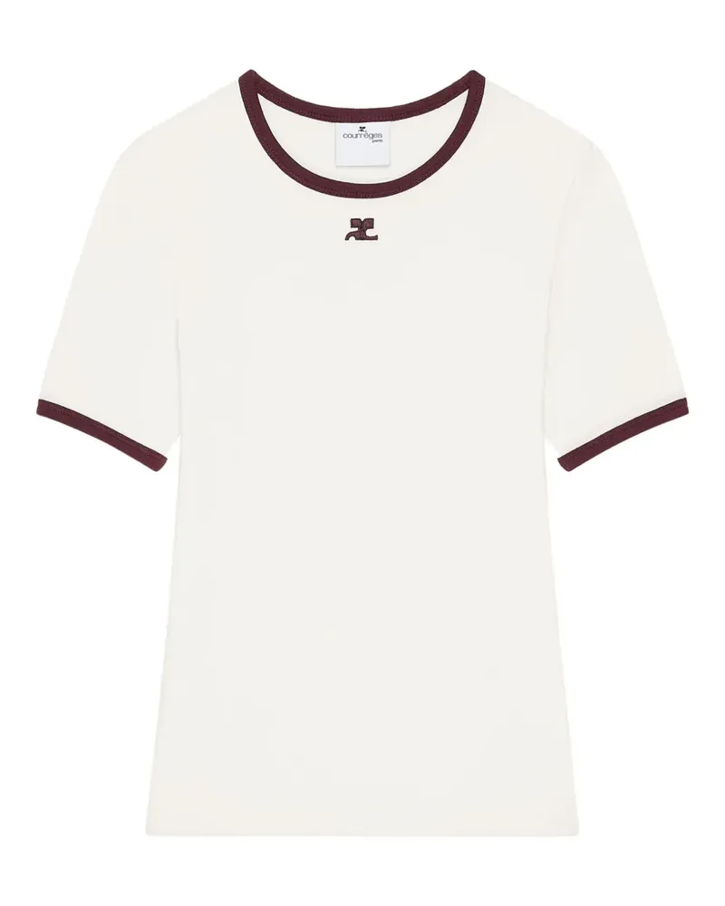 Courrèges T-Shirt mit Kontrastdetails - Weiß Weiß