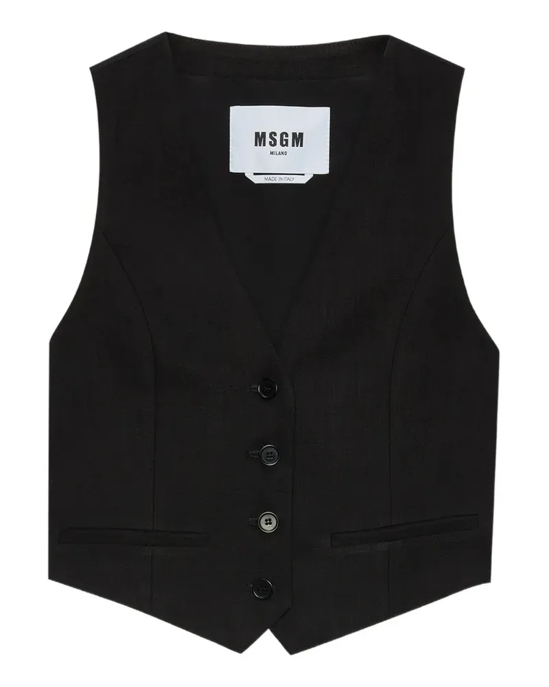 MSGM V-neck buttoned waistcoat - Schwarz Schwarz