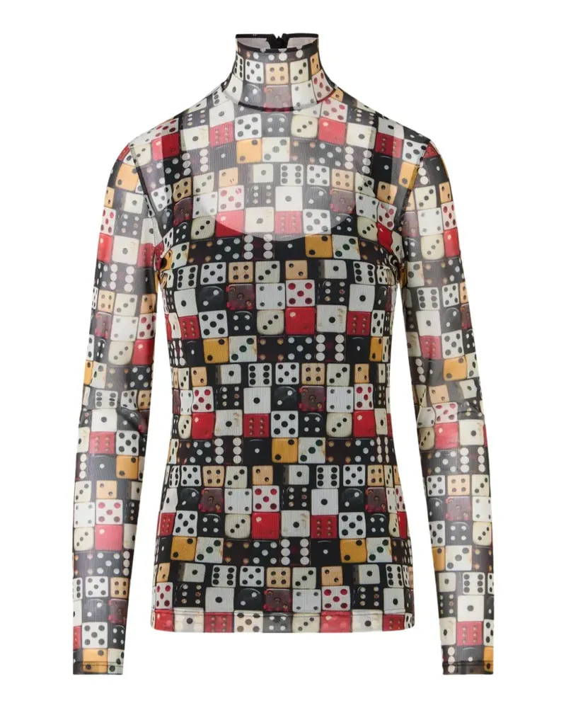 Akris Langärmeliges Sweatshirt mit Stehkragen und Würfel-Print - Weiß Weiß