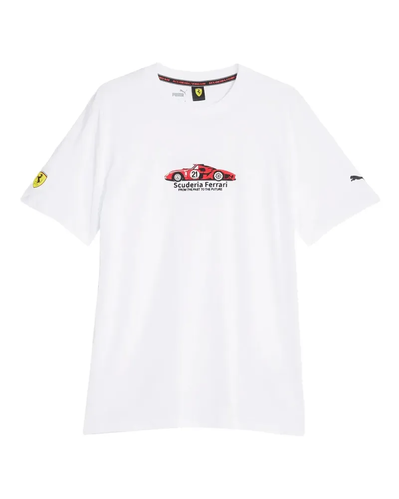 Puma x Ferrari T-Shirt mit Autostickerei - Weiß Weiß