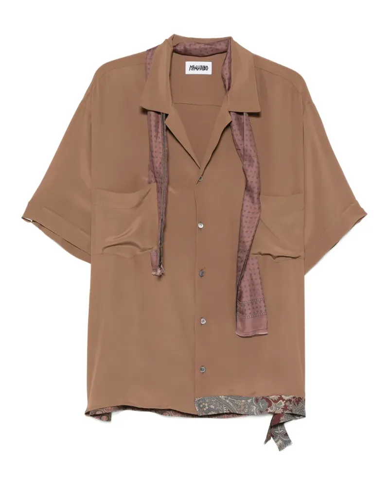 Magliano Posilini scarf-detail chest-pocket shirt - Nude Nude
