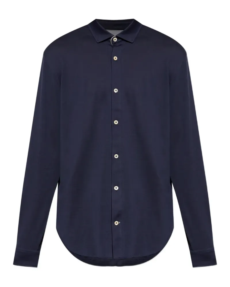 Eleventy pique-knit long-sleeve shirt - Blau Blau