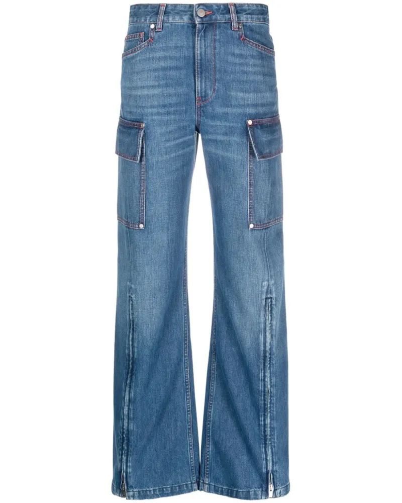 Stella McCartney Weite Jeans mit Reißverschluss am Knöchel - Blau Blau