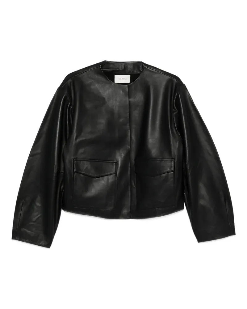 St. Agni Klassische Lederjacke - Schwarz Schwarz