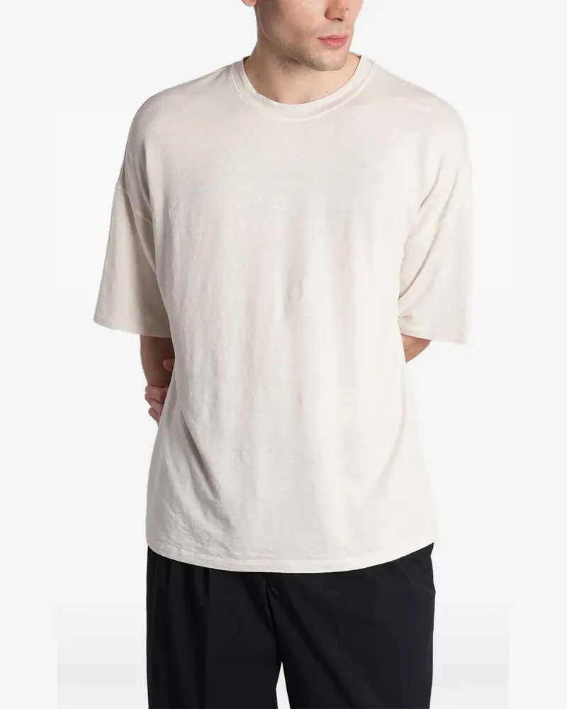 Roberto Collina short-sleeve crewneck linen T-shirt - Nude Nude