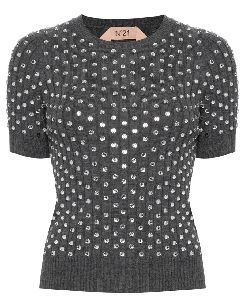 N° 21 Pullover mit Kristallen - Grau Grau