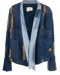 Greg Lauren Kurzmantel im Patchwork-Look Blau