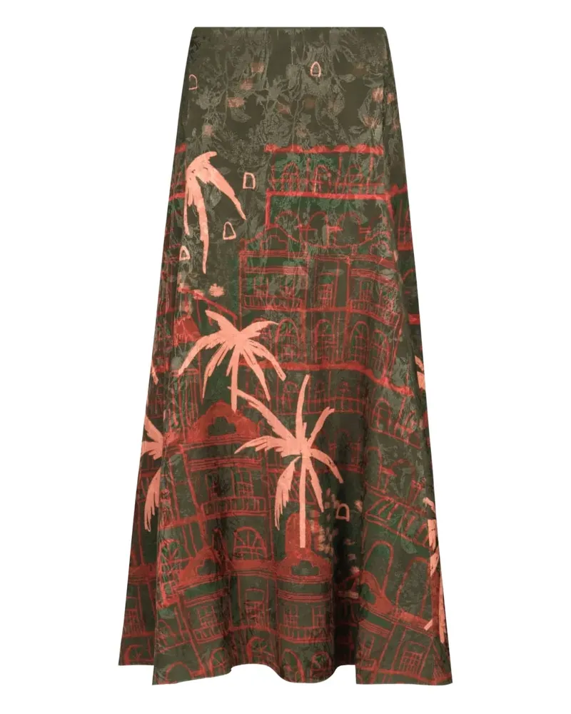 Johanna Ortiz Encanto De Isla printed maxi skirt - Grün Grün
