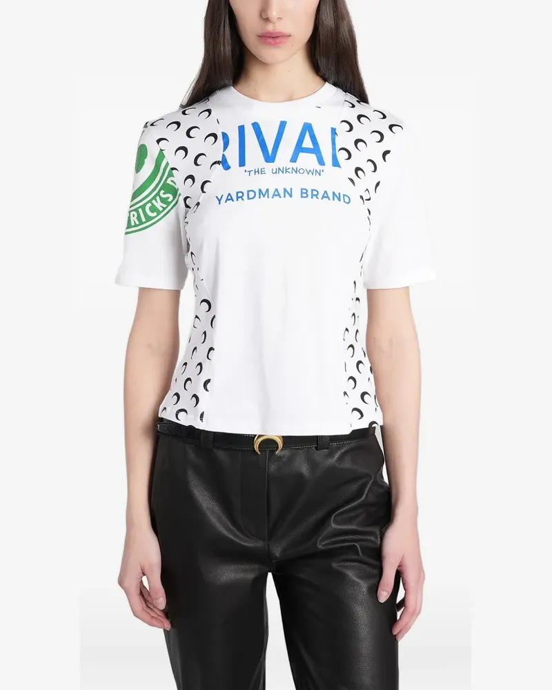 Marine Serre graphic-print panelled T-shirt - Weiß Weiß