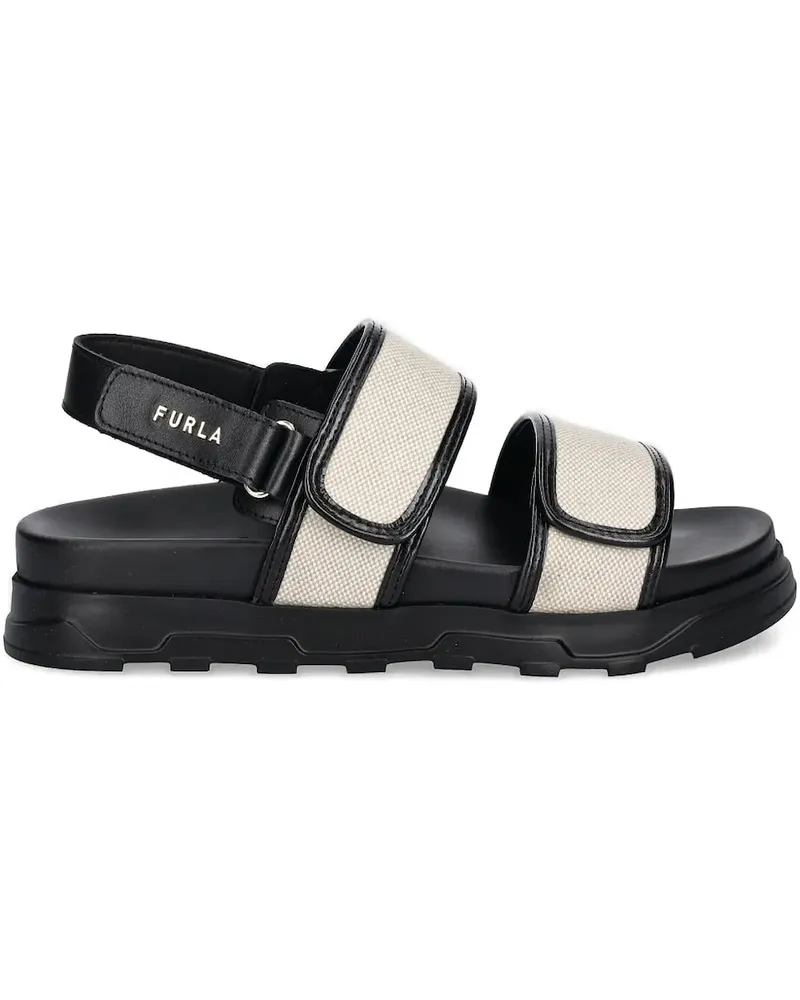 Furla Canvas-Sandalen mit Lederriemen - Schwarz Schwarz