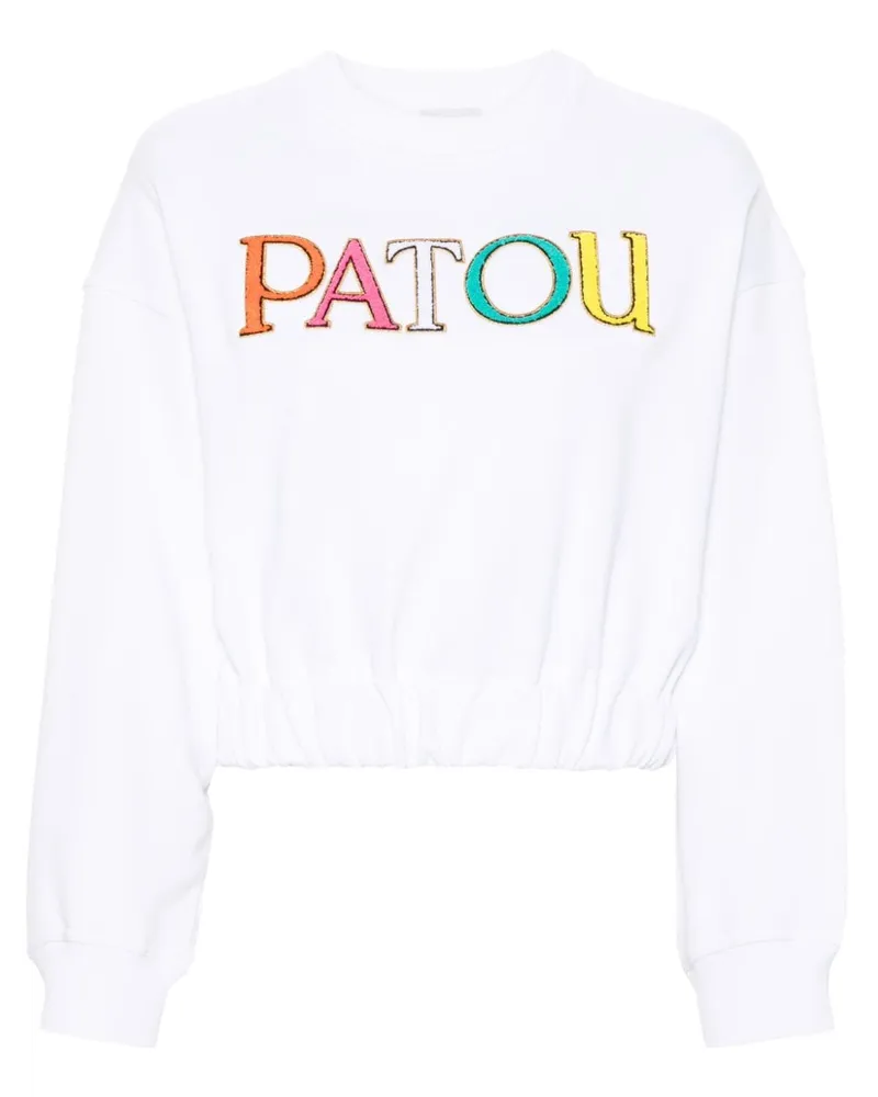 Patou Cropped-Sweatshirt mit Flock-Logo Weiß