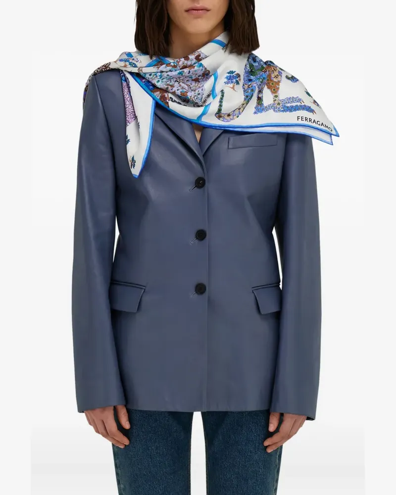 Ferragamo Seidenschal mit Animal-Print - Blau Blau
