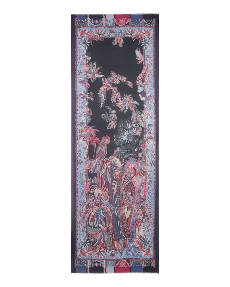 Etro Schal mit Papagei-Print - Blau Blau
