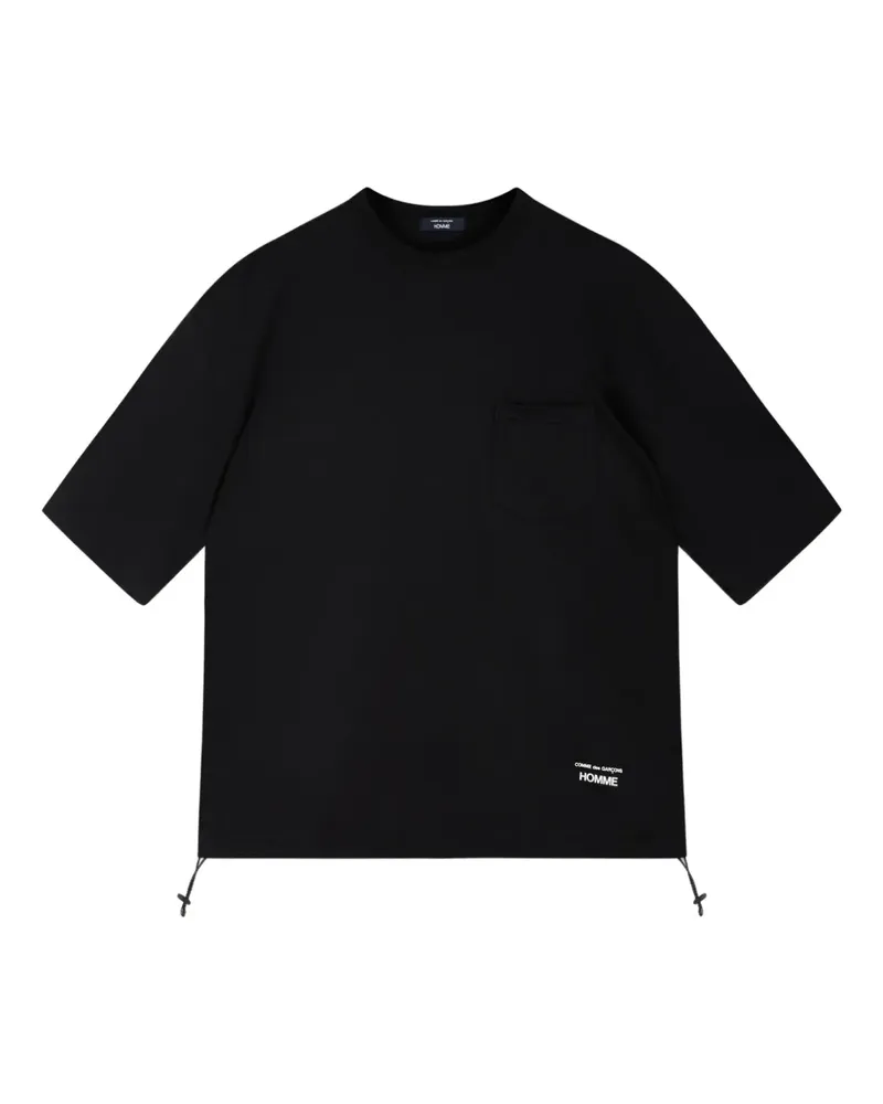Comme des Garçons T-Shirt mit Kordelzug-Saum - Schwarz Schwarz