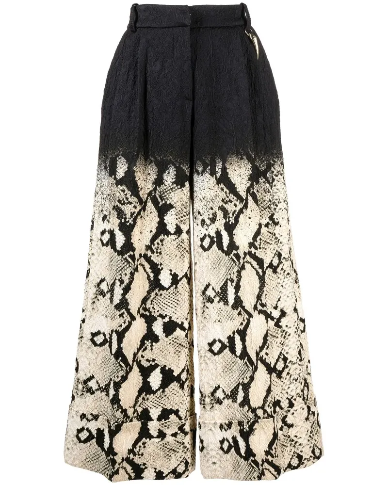 Roberto Cavalli Weite Hose mit Python-Print - Schwarz Schwarz