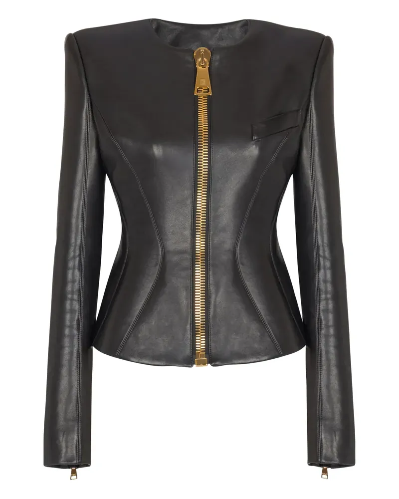 Balmain peplum zip-front jacket - Schwarz Schwarz
