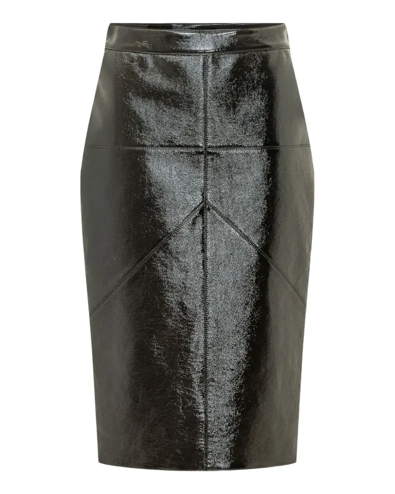 Lanvin vinyl straight midi skirt with cut-outs - Schwarz Schwarz