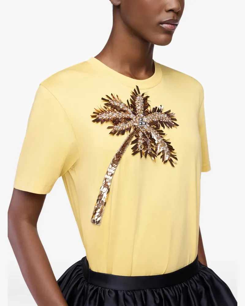 Paco Rabanne T-Shirt mit Palmenstickerei - Gelb Gelb