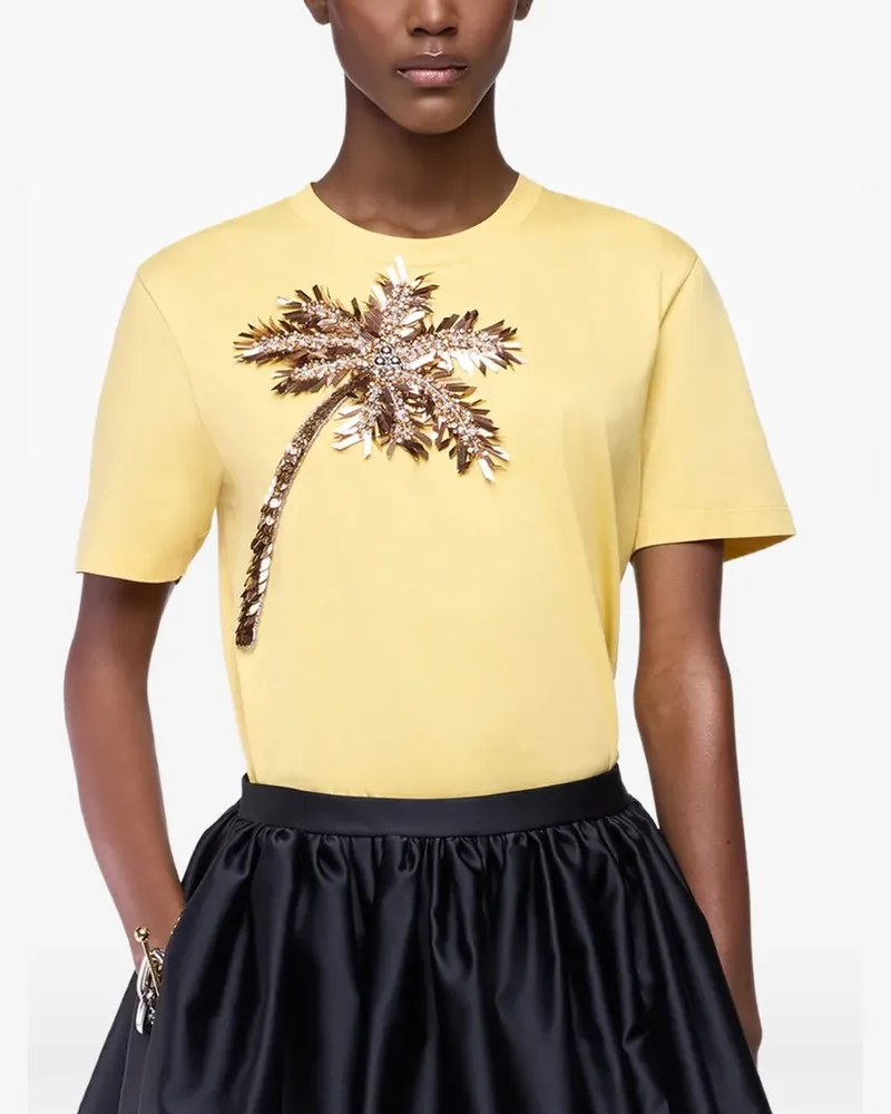 Paco Rabanne T-Shirt mit Palmenstickerei - Gelb Gelb