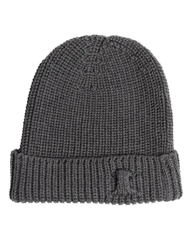 Hannes Roether ribbed turn-up beanie hat - Grau Grau