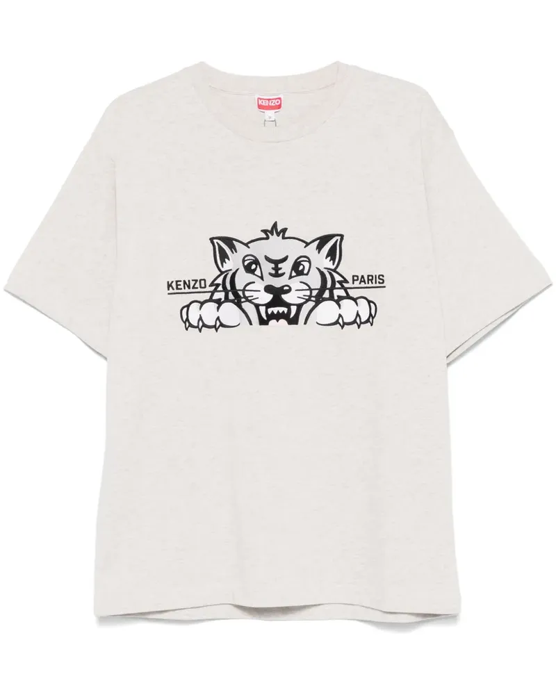 Kenzo T-Shirt mit Happy Tiger-Stickerei Grau