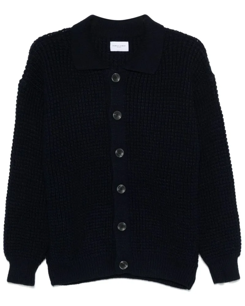 Family First Cardigan mit Poloshirtkragen - Blau Blau