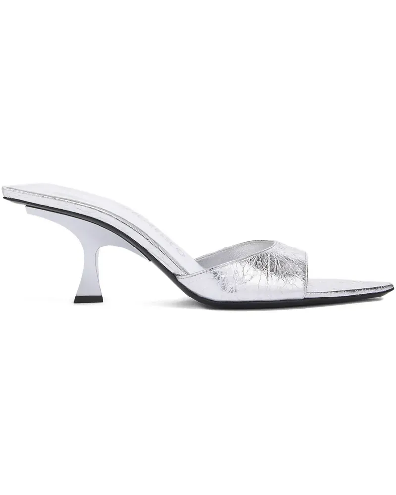 ATTICO 65mm metallic leather mules - Silber Silber