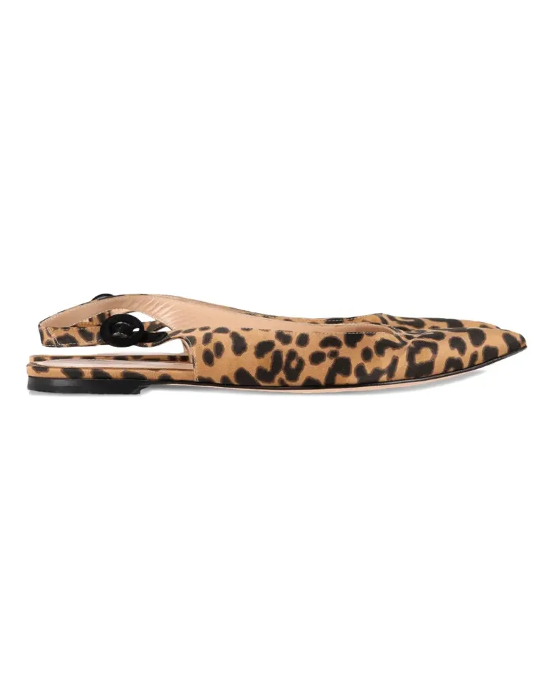 Gianvito Rossi leopard-print slingback flat pumps - Nude Nude