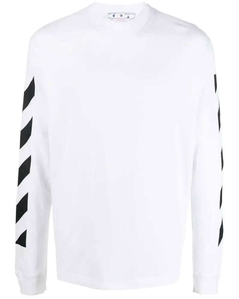 OFF-WHITE Langarmshirt mit diagonalen Streifen - Weiß Weiß
