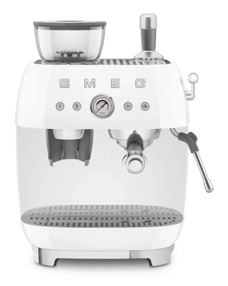 Smeg Manuelle Kaffeemaschine mit Mahlwerk (44,3 cm x 33,4 cm) - Weiß Weiß