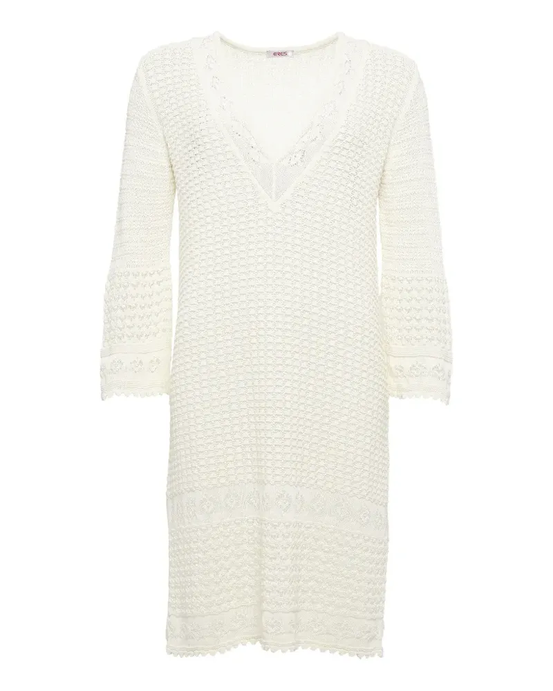Eres Gehäkeltes Divina Minikleid mit V-Ausschnitt - Weiß Weiß