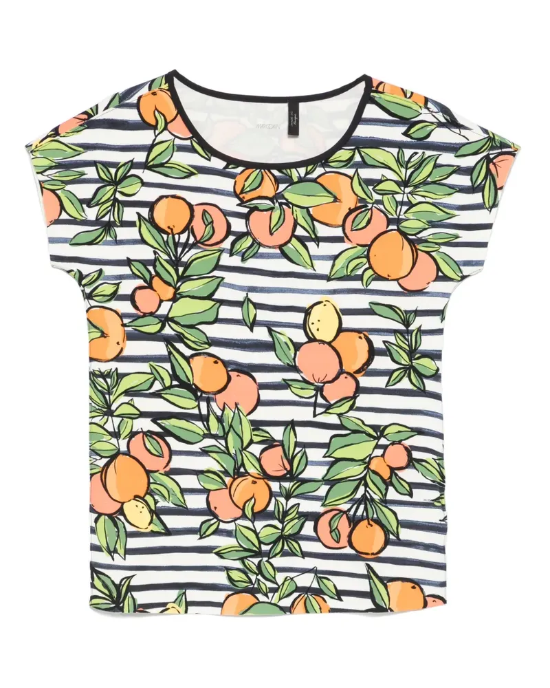 Marc Cain Gestreiftes T-Shirt - Weiß Weiß