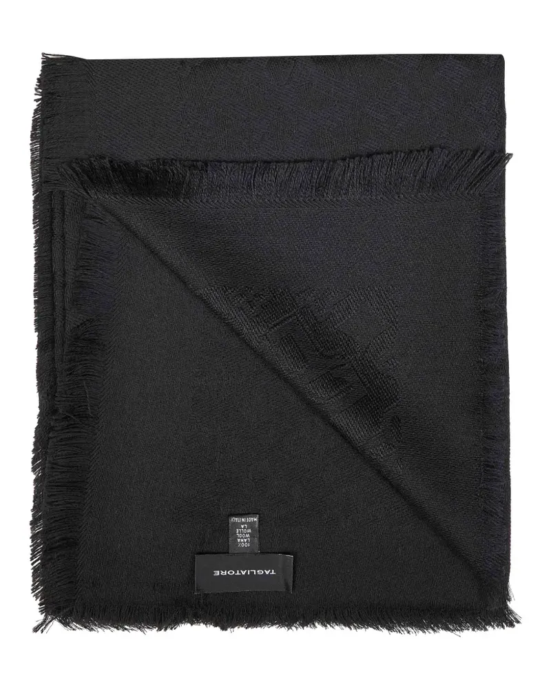 Tagliatore logo-jacquard fringed scarf - Schwarz Schwarz
