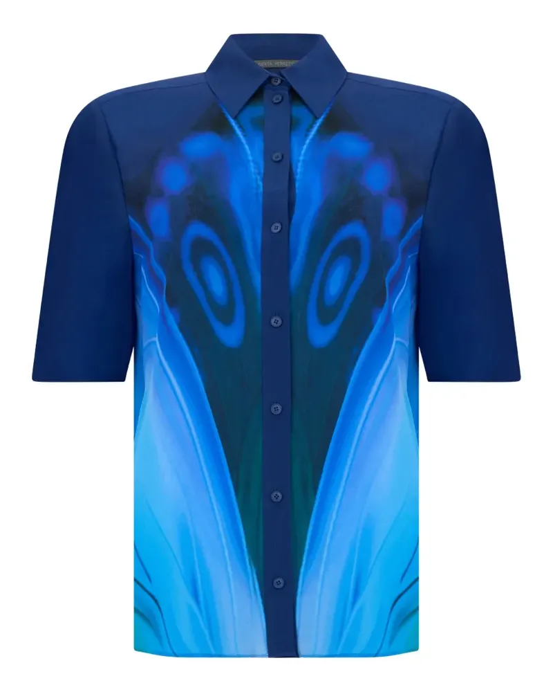 Alberta Ferretti Hemd mit Schmetterling-Print - Blau Blau