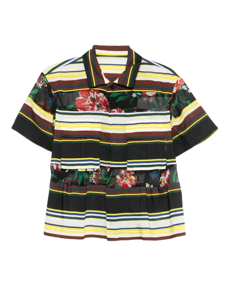 Sacai striped floral-print blouse - Schwarz Schwarz