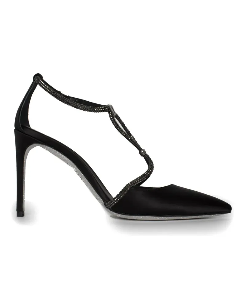 René Caovilla crystal-embellished satin pumps - Schwarz Schwarz