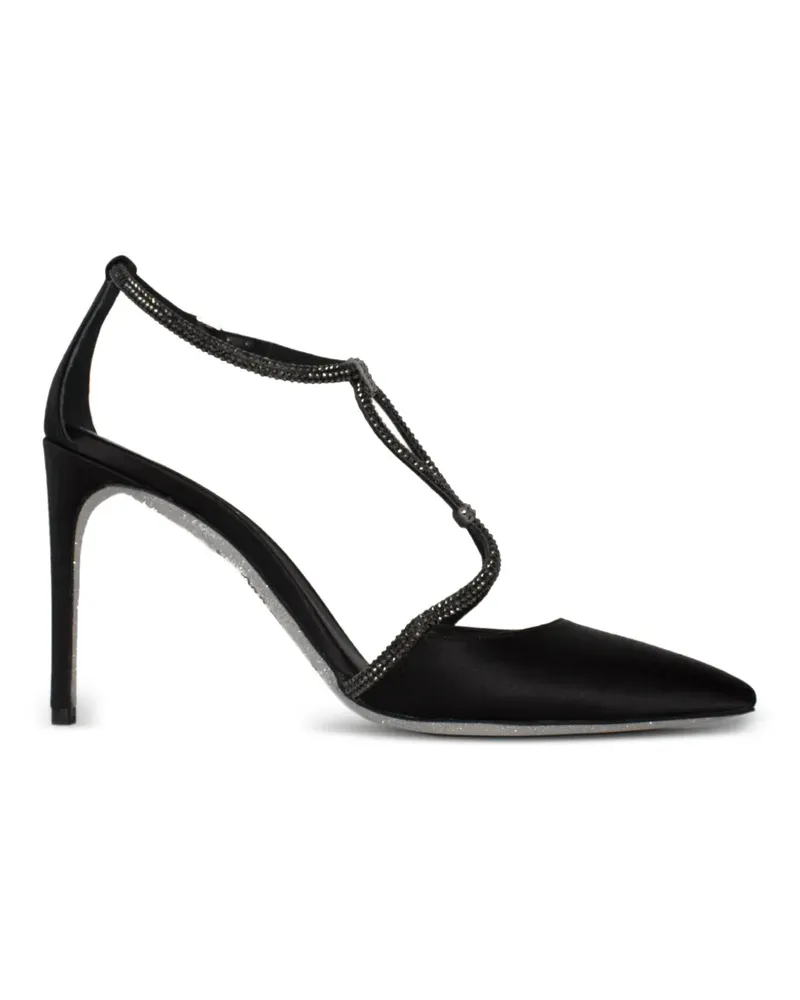 René Caovilla crystal-embellished satin pumps - Schwarz Schwarz