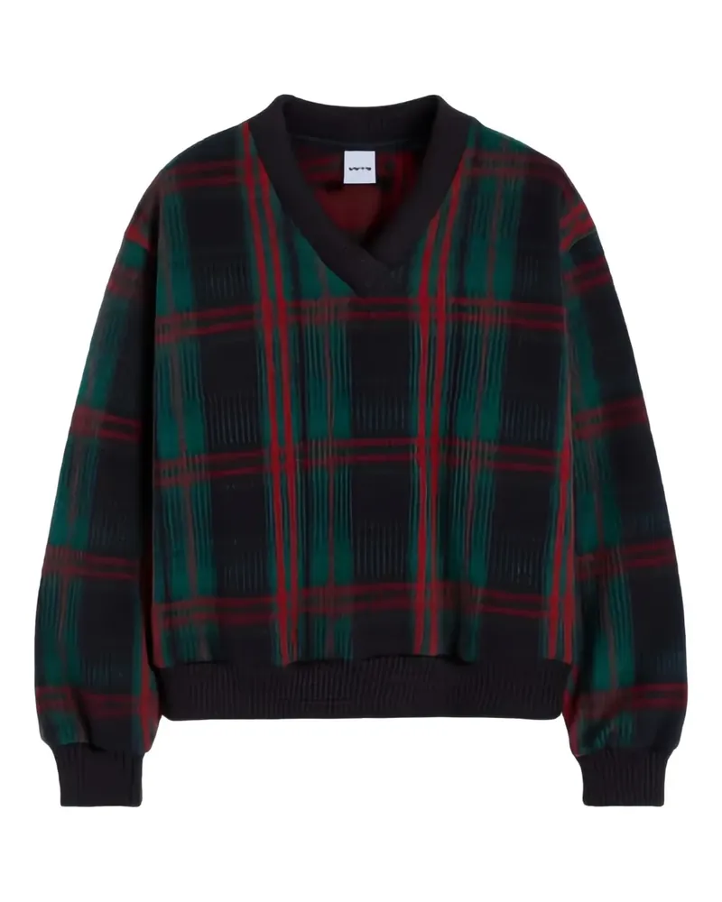 ASPESI Karierter Pullover mit V-Ausschnitt - Blau Blau