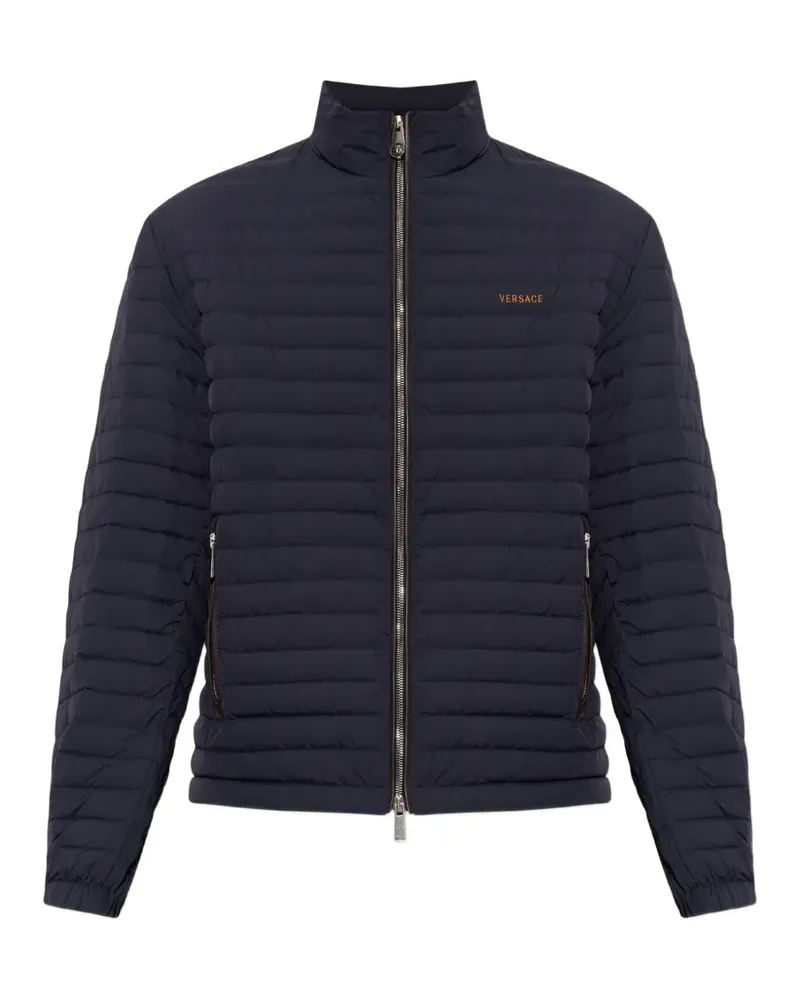 Versace logo-embroidered puffer jacket - Blau Blau
